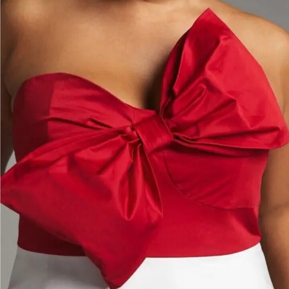 Anthropologie Hutch SZ 10 Red Bow-Tie Maxi Dress Gown Holiday Cocktail Party - Picture 6 of 8